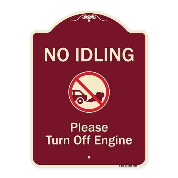 Signmission Designer Series-No Idling Please Turn Off Engine With Graphic, 24" x 18", BU-1824-9829 A-DES-BU-1824-9829 - main